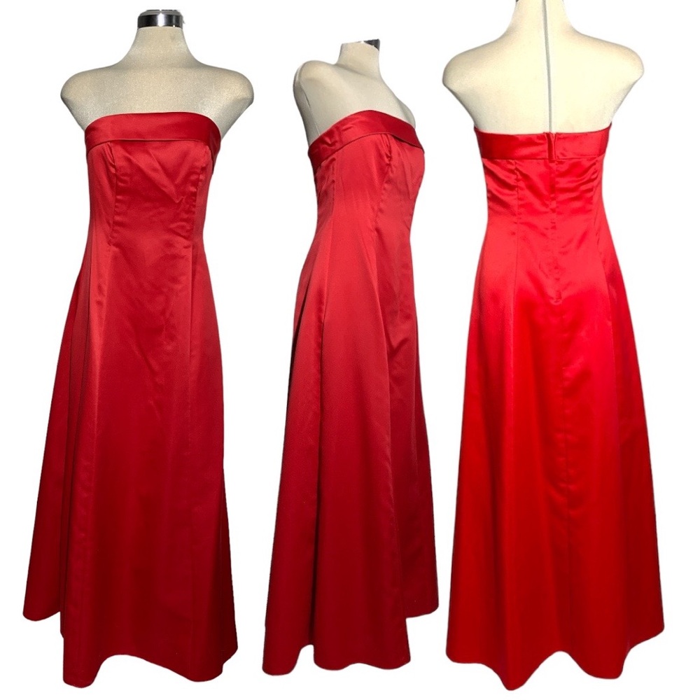 URBAN GIRL NITES Red Satin Strapless Prom Wedding Dress Size 5/6